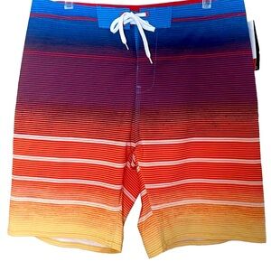 Burnside Boardshorts Swim Trunks Men’s 32 Unlined NWT Striped Vacation Beach